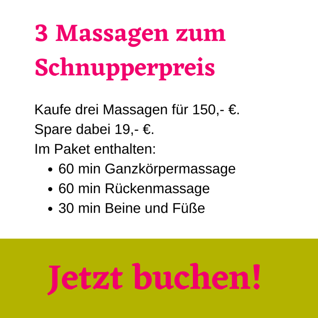 Drei Massagen kennenlernen zum Schnupperpreis von 150 Euro