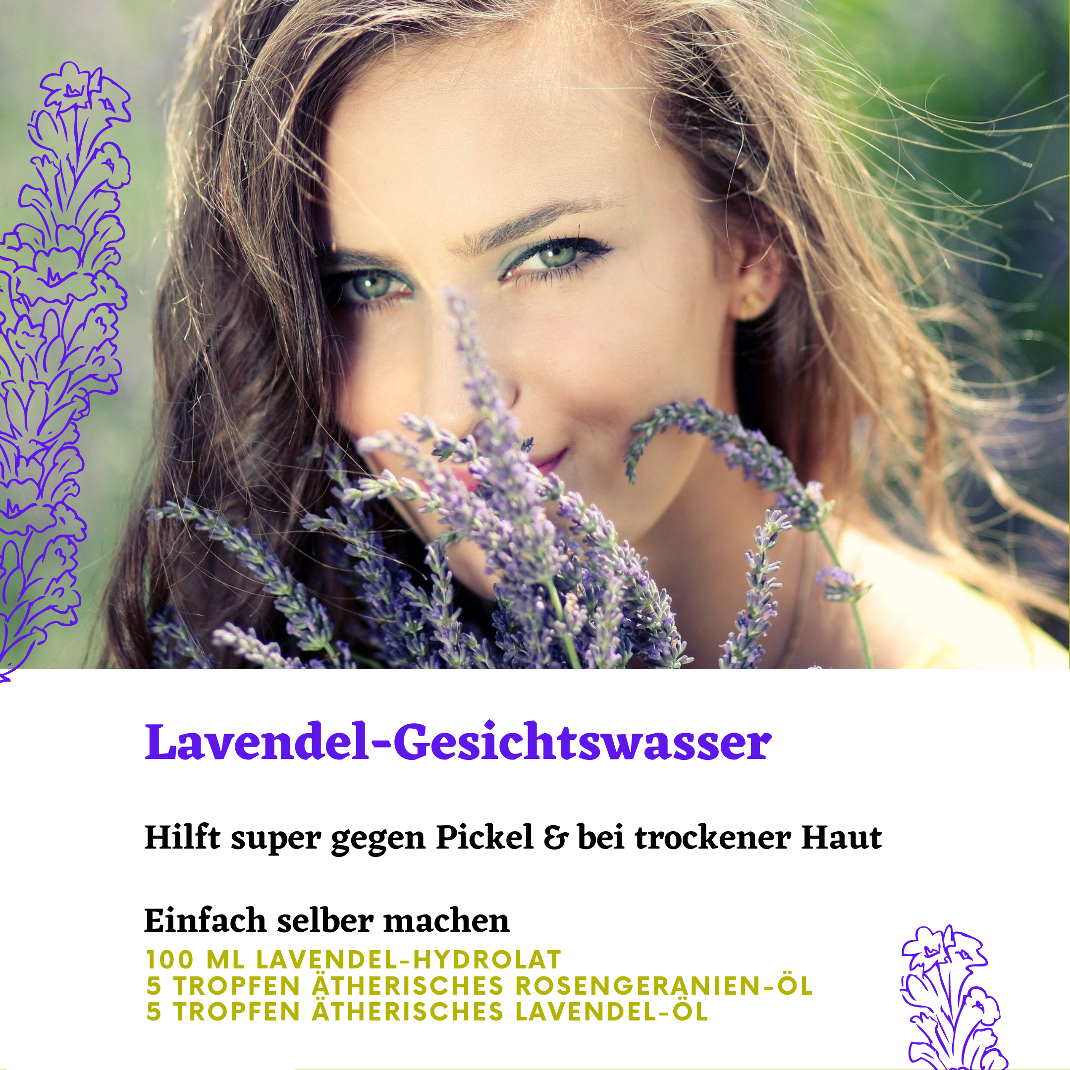 Lavendel-Gesichtswasser gegen Pickel und trockene Haut